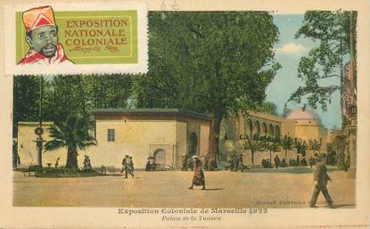 MARCOPHILIE VIGNETTE sur CPA Exposition Coloniale de Marseille 1922