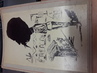 RARE LOT 28 DESSIN CARICATURE OMBRE / SILHOUETTE MILITAIRE sur support rigide photo / SURREALISME