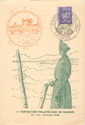 CPA / PETIT PAPIER FRANCE 49 "Exposition philatélique de Saumur, 1943"