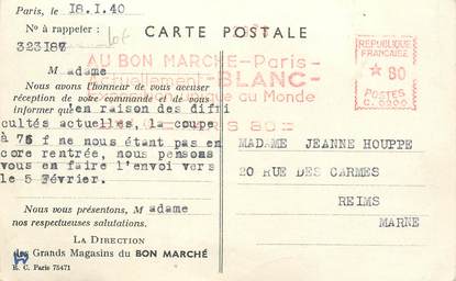 MARCOPHILIE / LE BON MARCHE sur CPA FRANCE 75 "Paris"