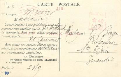 MARCOPHILIE / LE BON MARCHE sur CPA FRANCE 75 "Paris"