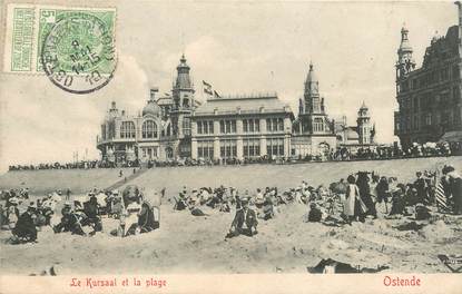 CPA BELGIQUE " Ostende, le Kursaal et la plage"