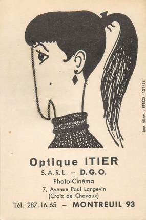 CARTE PUBLICITAIRE / SURREALISME "Montreuil (93), Optique ITIER"