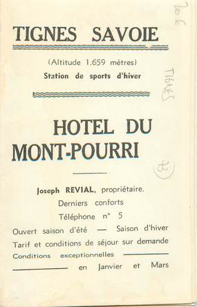CPA DEPLIANT FRANCE 73 "Tignes, Hotel du Mont Pourri"
