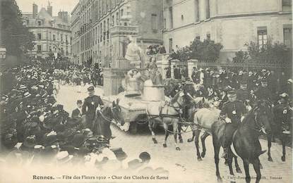 / CPA FRANCE 35 "Rennes, fête des fleurs 1910, char des cloches de Rome"