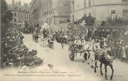 / CPA FRANCE 35 "Rennes, fête des Fleurs 1910, trèfle à quatre"