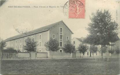 CPA FRANCE 38 "Pont de Beauvoisin, Place d'Armes et Magasin des Tabacs"