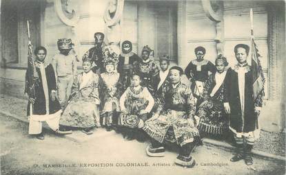 CPA FRANCE 13 "Marseille, Exposition Coloniale, 1906" / CAMBODGE, artistes de Théâtre