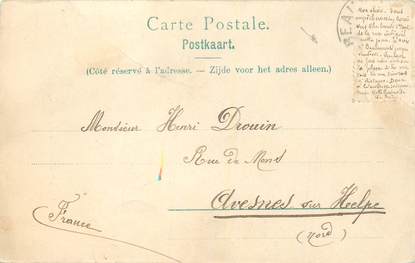 TRES RARE CPA avec Message secret sous les Timbres