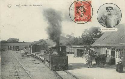 CPA FRANCE 72 "Loué, la gare des Tramways" / TRAIN