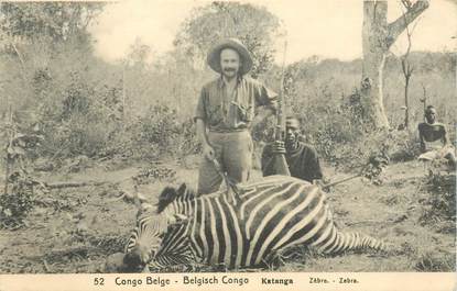 CPA CONGO BELGE "Chasse au zèbre"