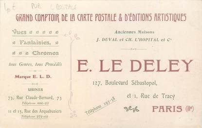 CPA PUBLICITE CARTE POSTALE "Comptoir de la carte postale, E. LE DELEY, Paris"