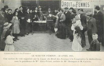 CPA FEMINISME "Eléctions 1914, le scrutin féminin"