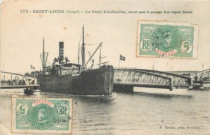 CPA SENEGAL "Saint Louis, le Pont Faidherbe, le vapeur Danois"