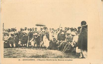 CPA ETHIOPIE "Abyssinie, Addis Abbeba, l'Empereur Ménélik et les ministres européens"