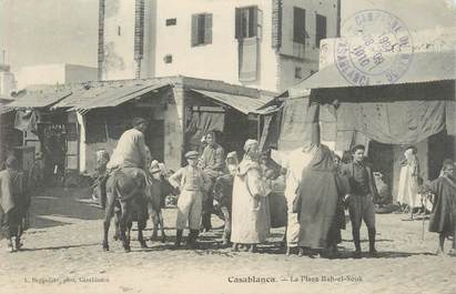 CPA MAROC "Casablanca, la place Bab El Souk" / JUDAICA