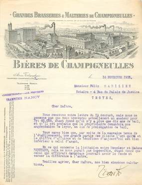 FACTURE FRANCE 54 "Champigneulles, Brasserie / Bière" / 1918