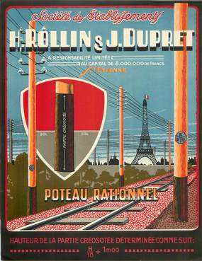 PAPIER PUBLICITAIRE "Entreprise H.Rollin & J.Dupret, Poteau électrique"