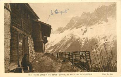 CPA FRANCE 74 "Vieux Chalets de Merlet et Aiguilles de Chamonix"