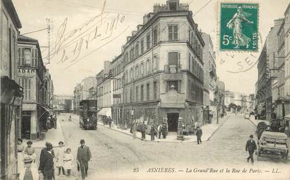 CPA FRANCE 92 "Asnières, la grand'rue et la rue de Paris"
