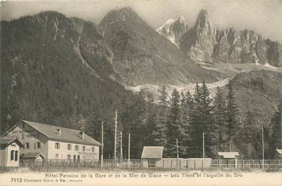 CPA FRANCE 74 "Les Tines, Hotel Pension de la Gare et de la Mer de Glace"