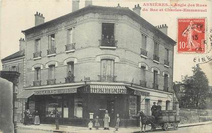 CPA FRANCE 92 "Asnières, angle des rues du bac et Charles Emmanuel"