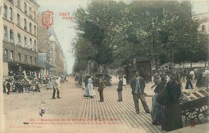 CPA FRANCE 75019 "Paris, Bld de la Villette, Traversée du Faubourg du Temple à la rue de Belleville" / Collection TOUT PARIS / COLORISÉE