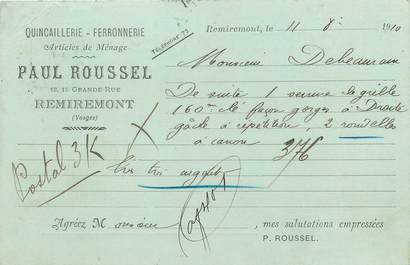 / CPA FRANCE 88 "Remiremont, Paul Roussel" / QUINCAILLERIE