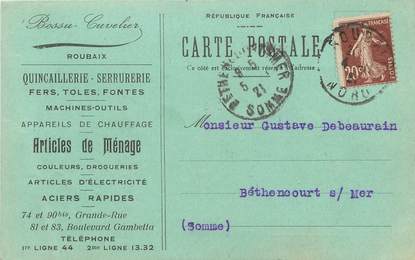 / CPA FRANCE 59 "Roubaix, Bossu Cuvelier" / QUICAILLERIE / SERRURERIE /CARTE PUBLICITAIRE