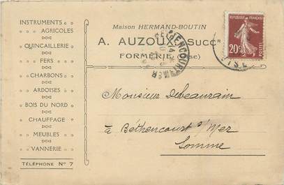 / CPA FRANCE 60 "Formerie, maison Hermand Boutin" / QUINCAILLERIE / CARTE PUBLICITAIRE