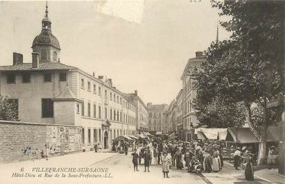 CPA FRANCE 69 "Villefranche sur Saône, Hotel Dieu et rue de la Sous Préfecture"