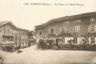 CPA FRANCE 69 "Yzeron, la Place et l'Hotel Berger"