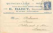 45 Loiret / CPA FRANCE 45 "Montargis, E. Darcy" / QUINCAILLERIE / CARTE PUBLICITAIRE