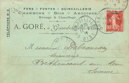 / CPA FRANCE 60 "Grandvilliers" / QUINCAILLERIE / CARTE PUBLICITAIRE