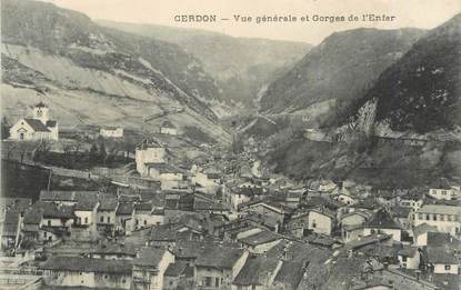 / CPA FRANCE 01 "Cerdon, vue générale et gorges de l'enfer"