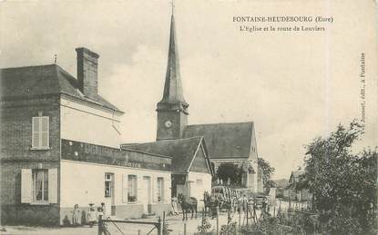/ CPA FRANCE 27 "Fontaine Heudebourg, l'église et la route de Louviers"