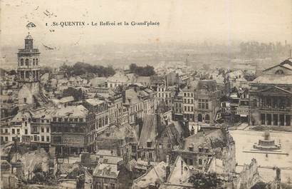 / CPA FRANCE 02 "Saint Quentin, le Beffroi et la Grand'place"