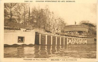 CPA BATEAU / PÉNICHE "Péniche de Paul POIRET, vue extérieure, 1925, Exposition Internationale des Arts décoratifs" / ART DÉCO 