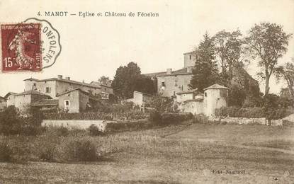 CPA FRANCE 16 "Manot, Eglise et chateau de Fénelon" / CACHET AMBULANT