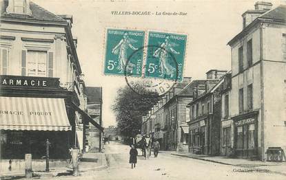 CPA FRANCE 14 "Villers Bocage, la Grande Rue, Pharmacie PIQUOT"