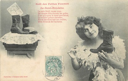 / CPA BERGERET "Noël des petites femmes, la demi mondaine"