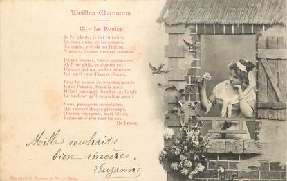 / CPA BERGERET "Vieilles chansons, le rosier"