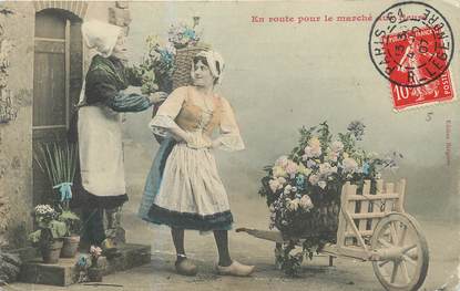 / CPA BERGERET "En route pour le marché aux fleurs"