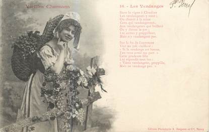 / CPA BERGERET "Vieilles chansons, les vendanges"