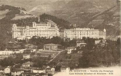 CPA FRANCE 06 "Menton , vallée du borrigo, les Hotels Winter et Riviera"