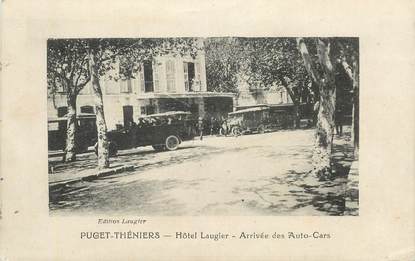 CPA FRANCE 06 "Puget Théniers, arrivée des autocars" / BUS