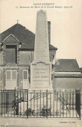 CPA FRANCE 89  "Saint Clément, monument aux morts"