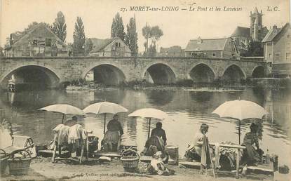 CPA FRANCE 77 "Moret sur loing, le Pont et les laveuses"