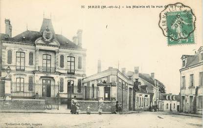 / CPA FRANCE 49 "Mazé, la mairie et la rue de la poste" / CACHET AMBULANT
