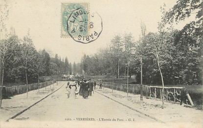 / CPA FRANCE 91 "Verrières, l'entrée du parc" / CACHET AMBULANT